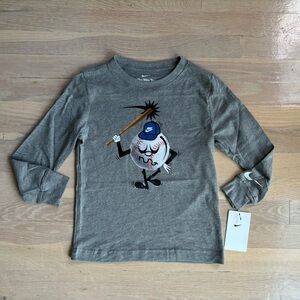 Boys grey nike baseball long sleeve shirt size 5 nwt
